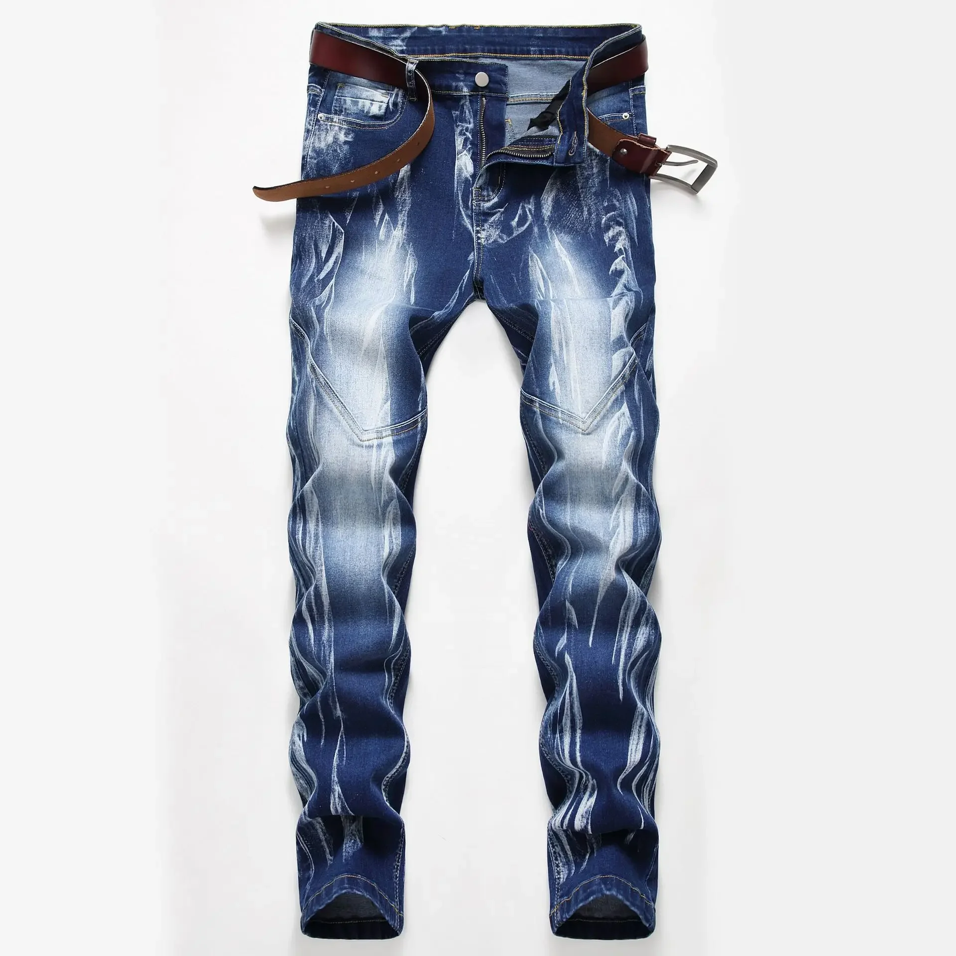 남성용 신축성 슬림 스키니 청바지, 인기 스프레이 패턴 - Streetwear Brand Denim 리뷰 및 가격